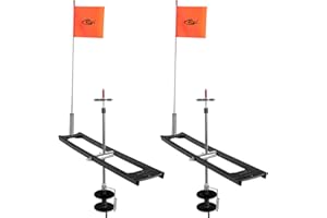 SF Ice Fishing Tip-Up Foldable with Orange Pole Flags/10.6'' Freeze-Proof Thermal Ice Fishing Accessories with Orange Pole Fl
