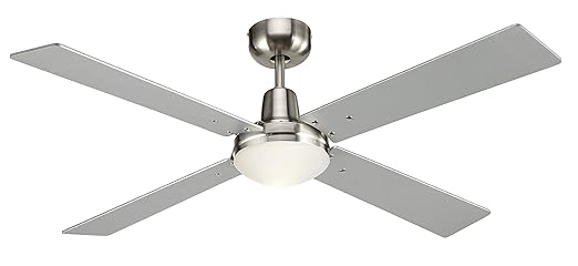 Lucci air Quest II Deckenventilator mit Licht und Fernbedienung, 65 W, chrom gebürstet, 122 cm Durchmesser