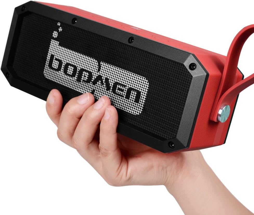 Bopmen Armor XL 30W Ultra-Portable Bluetooth Wireless Stereo V4.0 Speaker,13 Hours Playtime,NFC,Big Sound and Heavy Bass Outdoor Splashproof Bluetooth Mini Speakers for Beach Pool Golf Home(Red)