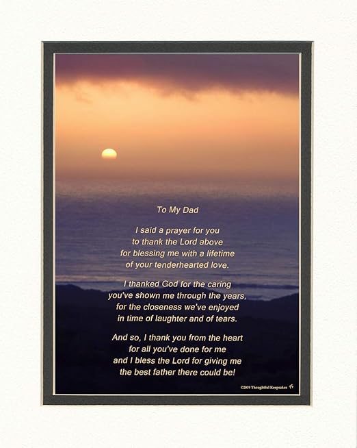 Amazon Com Dad Gift With Thank You Prayer For Best Dad Poem Ocean Sunset Photo 8x10 Double Matted Special Father Gifts For Father S Day Birthday Christmas Wedding Photographs