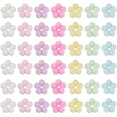AHANDMAKER 60Pcs 15mm Bubblegum Beads for Pens, Flower Shape Flocking Acrylic Bead Colorful Chunky Beads for DIY Beadable Pens Jewelry Making Bracelets Necklaces Earrings Keychains Crafts