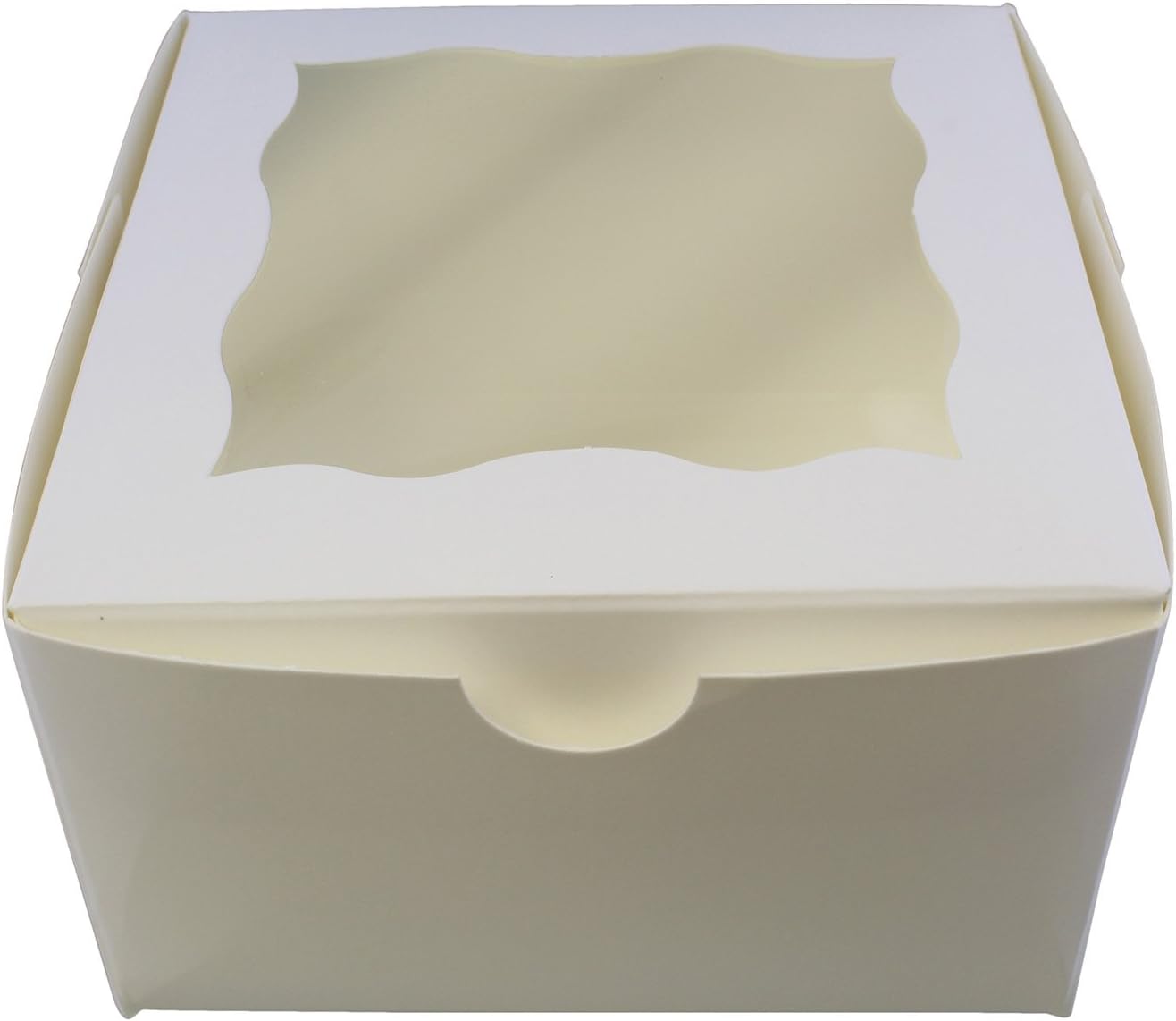 Spec101 White Bakery Boxes with Window, 50pk - 4in x 4in Cake Boxes, Party Favor Boxes, Candy Boxes, Dessert Boxes