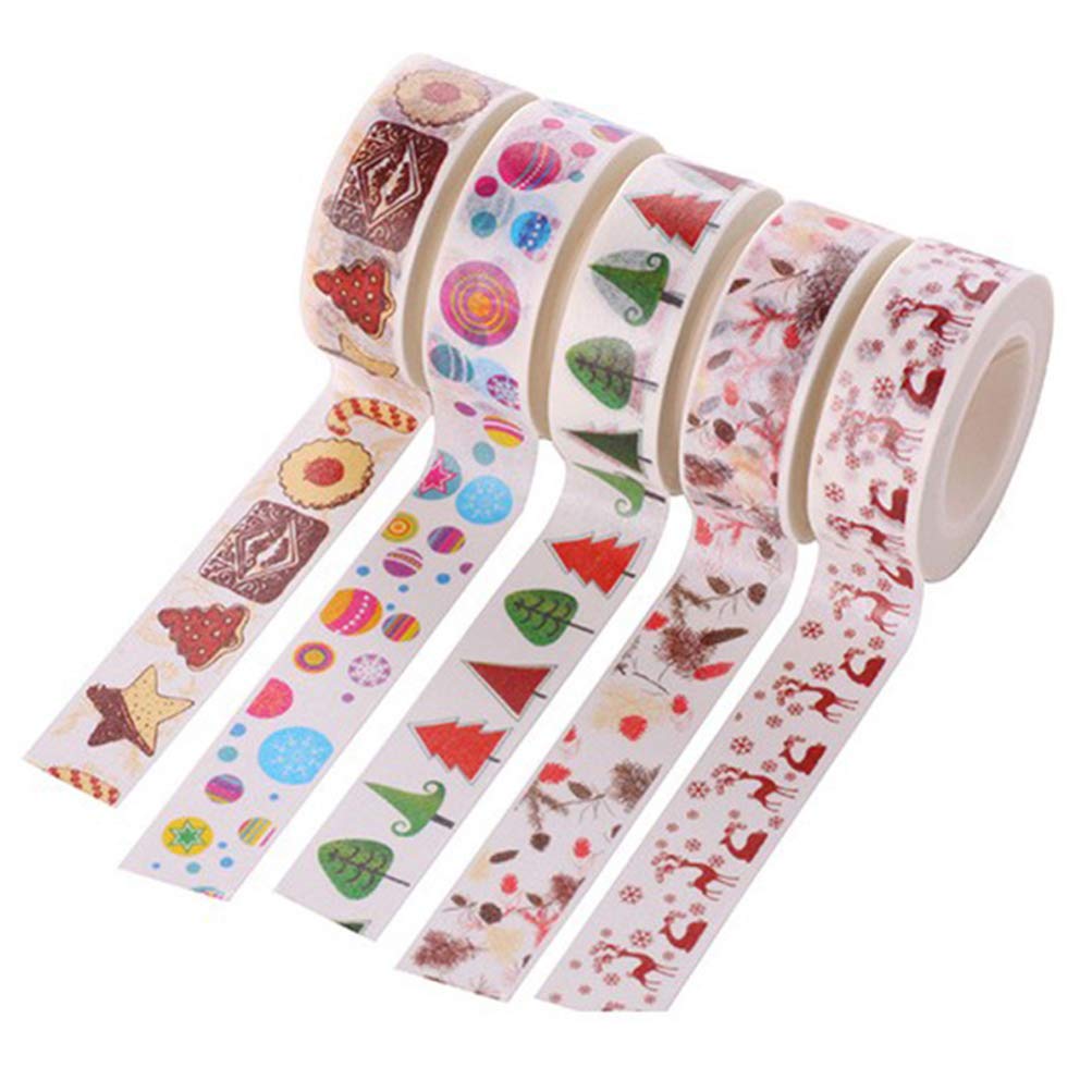 Toddmomy 6pcs Christmas Washi Tape Set Xmas Tape Collection for Holiday Decorations DIY Scrapbooking Arts Crafts