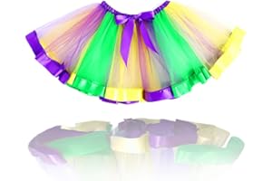 TWINKLEDE Mardi Gras Tutu Skirt Colorful Ribbon Tulle Tutus Carnival Festival Costume Skirts for Women