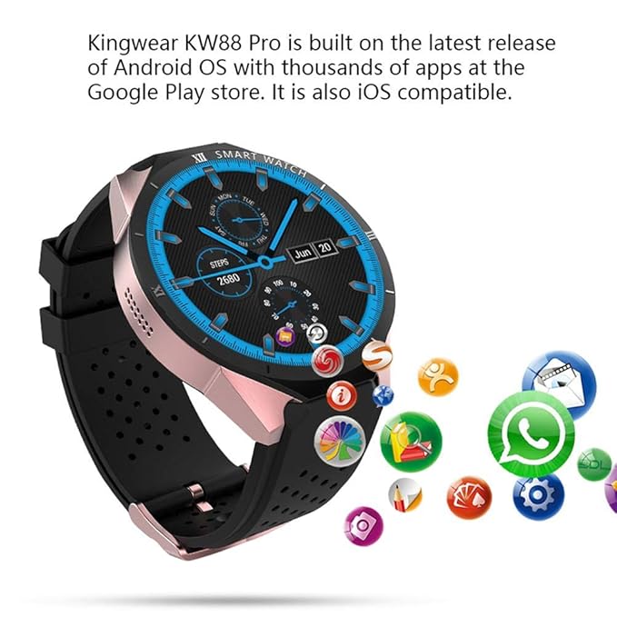 Chansted 3G Reloj Inteligente Teléfono KW88 Pro Android 7.0 ...