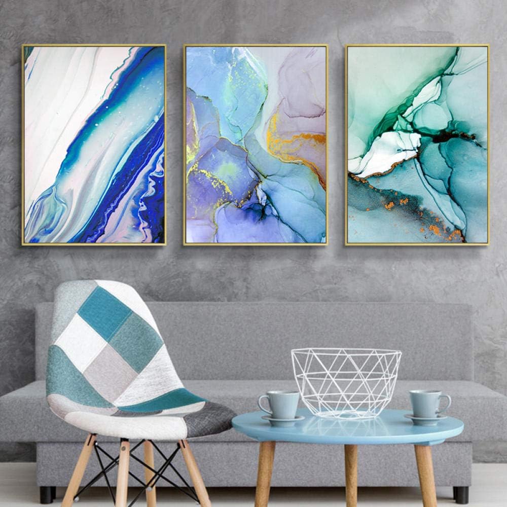 Geometric Agate Marble Abstract Canvas Painting,Posters and Prints Wall Art Pictures for Living Room Modern Home Decor 50x70cmx3 no Frame