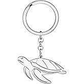 TIZURO Stainless Steel Sea Turtle Keychain Hawaiian Beach Ocean Animals Car Keys Keyring for Women Wallet Charms Gifts