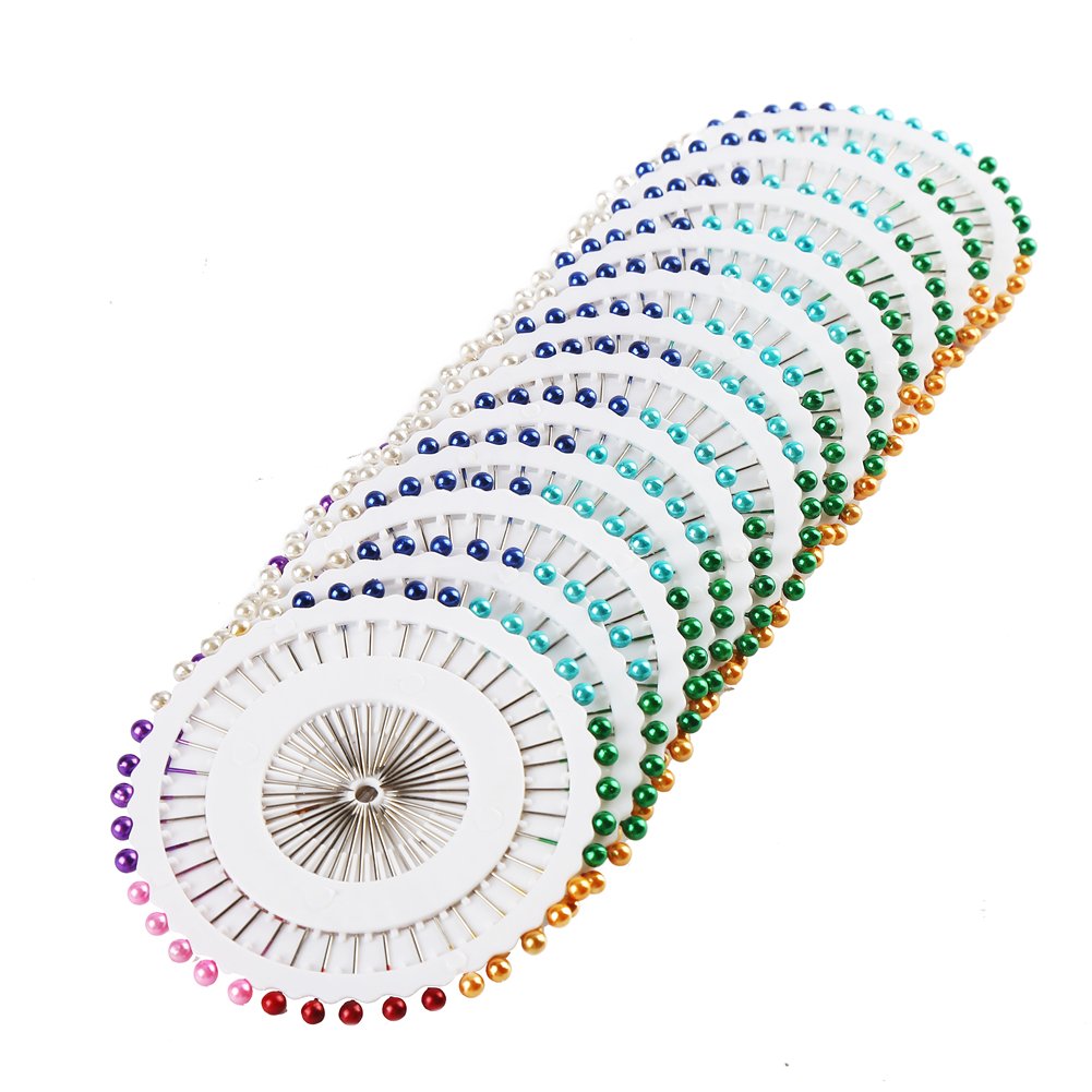 DECORA 480 Pieces Multicolor Sewing Pins Straight Quilting Pearl Head Pins for Christmas and Other Crafts Making