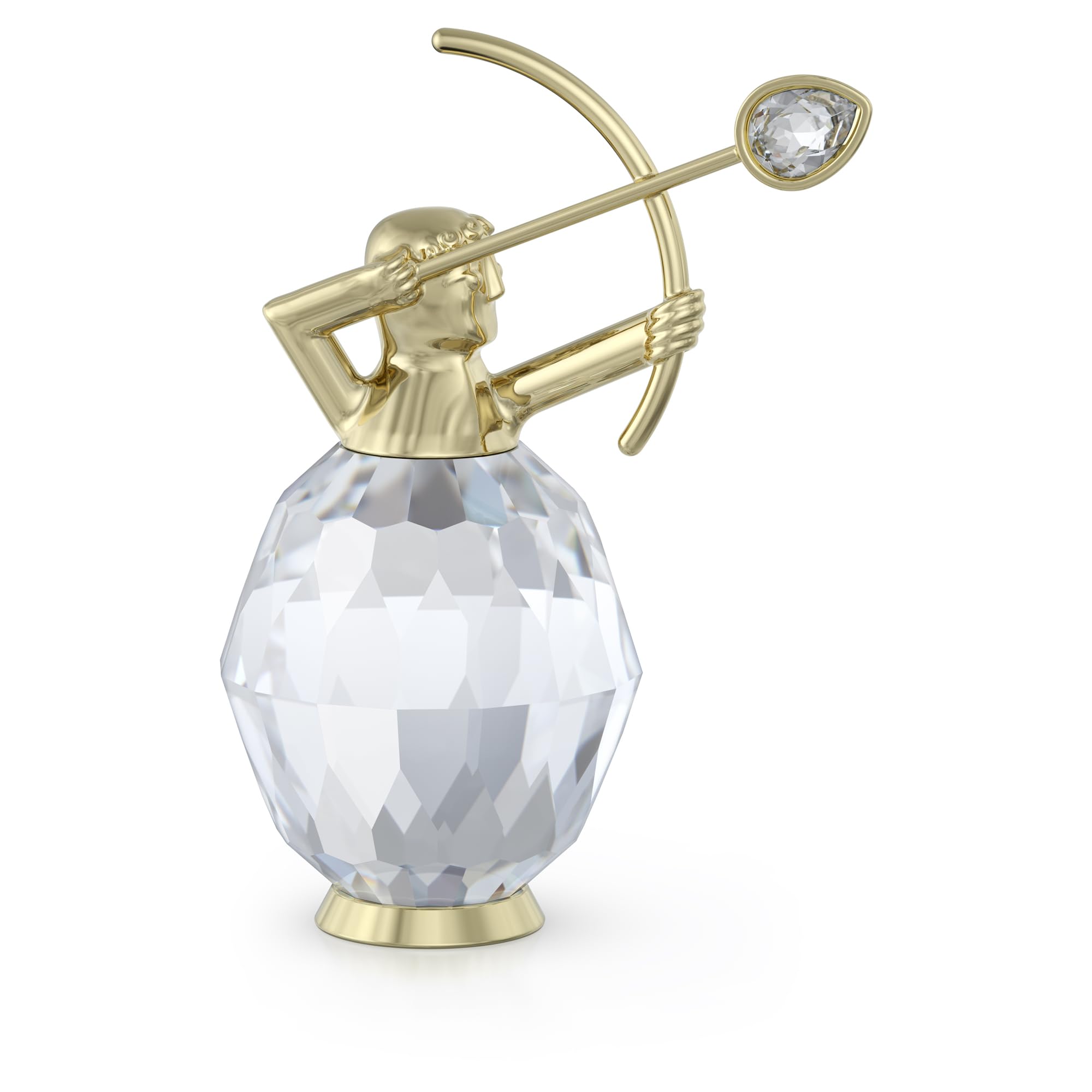 Swarovski Zodiac Sagittarius Figurine, Clear Faceted Crystal and Engraved Gold-Tone Metal, Part of the Zodiac Collection