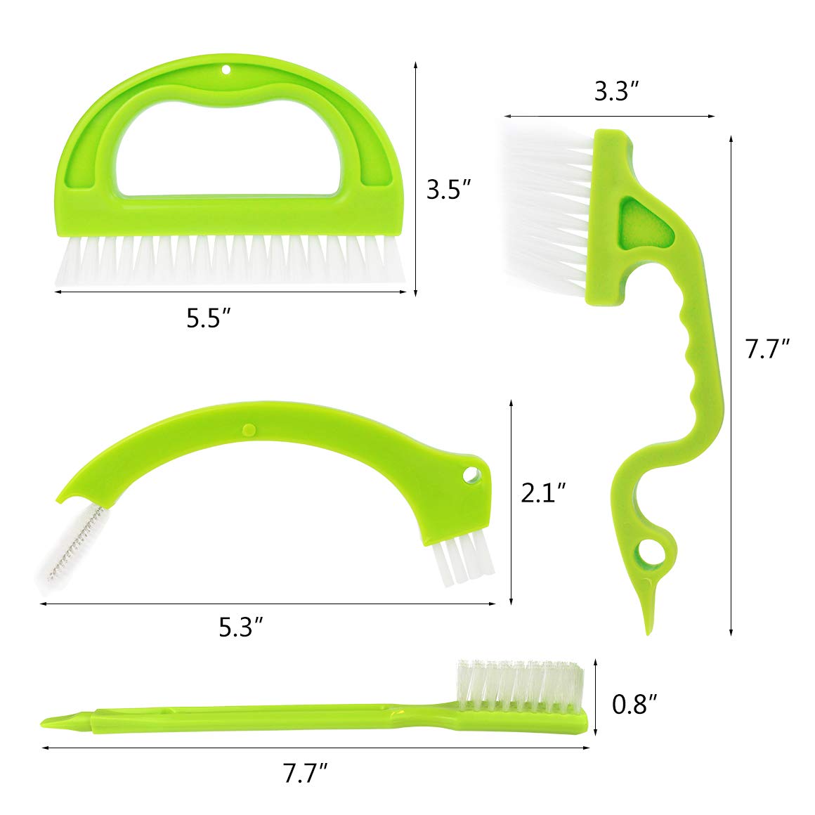 4 pcs Grout Cleaner Brush,cnomg Tile Joint Scrubber Brush with Nylon Bristles Great Use for Deep Cleaning Bathroom, Kitchen and Household Green
