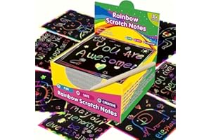 Easter Basket Essentials - 50pcs Magical DIY Scratch Paper, Rainbow Scratch Art Mini Notes Arts and Craft Supplies, Gifts for