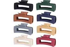 CHANDAT 4.1 Inch Large Rectangle Hair Clips (8 Pcs) - Nonslip Acrylic Banana Jaw Clips for Thick Hair, Women and Girls' Accessories (Dark Color)