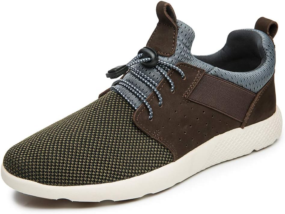 Men Casual Breathable Mesh Running Shoes Fashion Athletic Gym Walking Sneakers 7036-1 Dark Brown 10