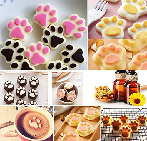 Korlon 3 Pack Silicone Molds for Dog Treats, Dog Paw and Bone Trays for Baking Biscuit, Chocolate, Candy, Set of 3 (Pink & Purple)