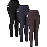 USAUPUP 3 Pack Leggings with Pockets for Women Buttery Soft High Waisted Tummy Control Workout Yoga Pants