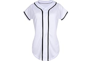 QTWW INC Womens Baseball Jersey Button Down Softball Jersey Short Sleeve Tee Hip Hop Shirt Active Team Sports Uniforms
