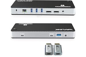 WAVLINK Thunderbolt 3 Dock 135W Power, Dual Monitors 4K@60Hz / FHD@144Hz, 40Gbps Transfer Speed, for Thunderbolt 3/4, USB-C, Windows/Mac/Chrome (2xDP1.4, 3xUSB 10 Gbps, 2xUSB 3.0, LAN, Audio)