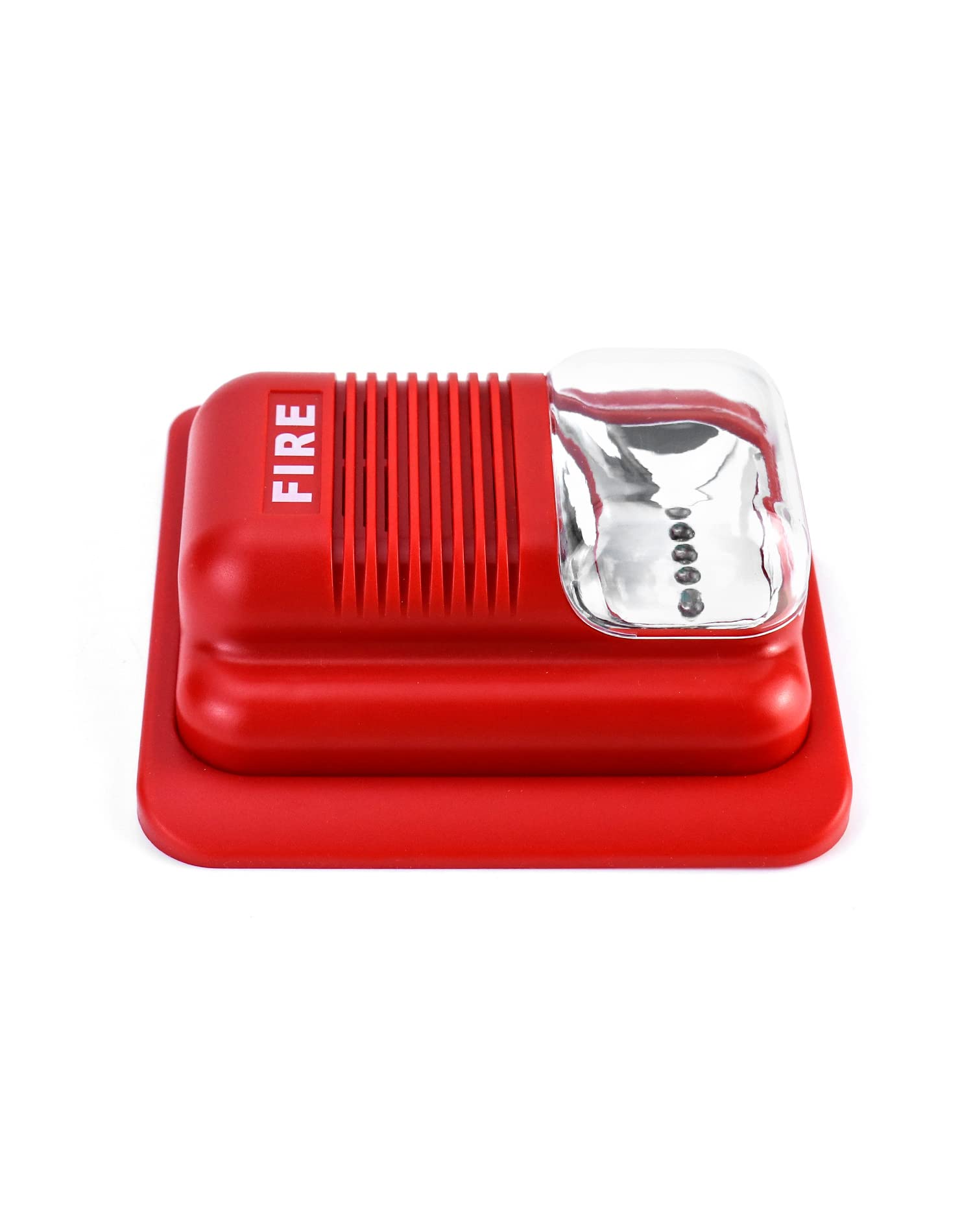 QWORK Fire Alarm, 12 / 24V DC Wired Sound and Light Fire Alarm Warning Strobe Siren Horn, Security System Sensor