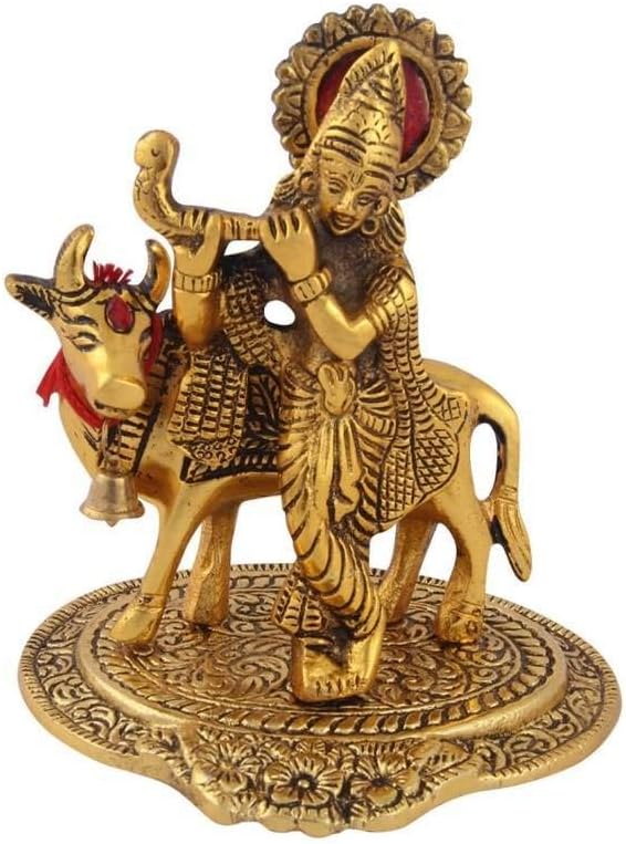Rci Handicrafts Kamdhenu Cow with Krishna Statue Standing