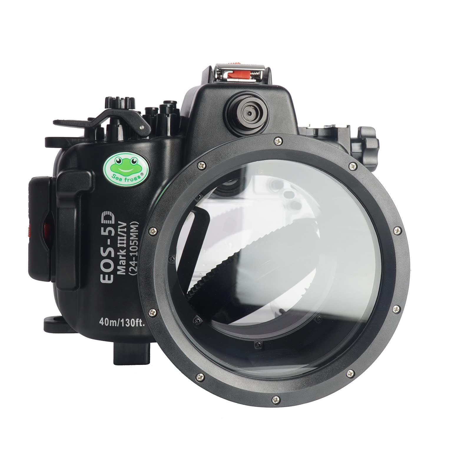 SeaFrogs Waterproof Housing for Canon 5D IV 5D III Underwater Case for Mark IV 5D4 with EF 24-105mm f/4L Lens, Compatible with Canon 5D Mark III 5D3, W/ Port for Vacuum System- [40M/130ft]