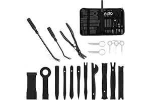 GOOACC 19Pcs Trim Removal Tool Set Panel Fastener Clips Removal Automotive Plastic Upholstery Pliers Removal Install Removal Car Tool with Storage Bag for Trim Panel Audio Clip Pliers Terminal-Black