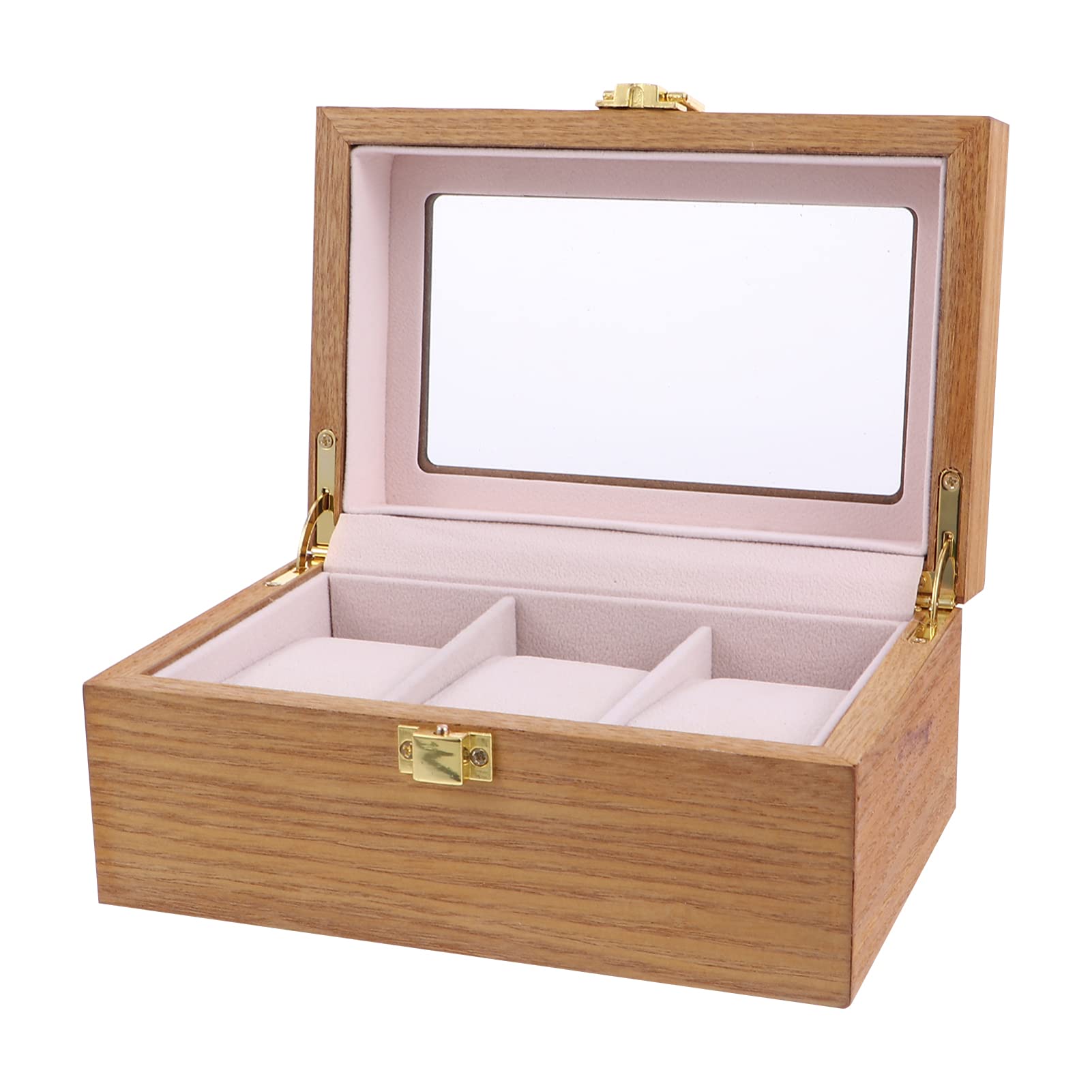 UKCOCO Watch Box Organizer Case 3 Slots Watch Display Case Wood Watch Jewelry Case Organizer for Men Women