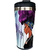 Yipaidel African American Women 13 OZ Tumbler, Travel Coffee Mug, Stainless Steel Cup with Lid, Double Wall Vacuum Insulated Travel Mug Gifts for Men Women