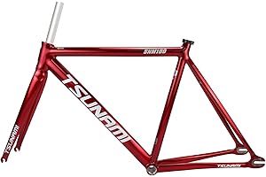 BSFHQS 700C Fixed Gear Bike Frameset 49CM 52CM 55CM 58CM Aluminum Alloy Racing Track Bike Frame C Brake Bike Frame Quick Release Frame 100/120mm QR(Red,49cm)