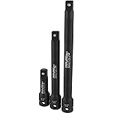 LEXIVON Impact Driver Extension Bar Set, 1/2" Drive | Hardened and Heat Treated Chrome Vanadium Steel | 3-Piece Set 3, 6, and