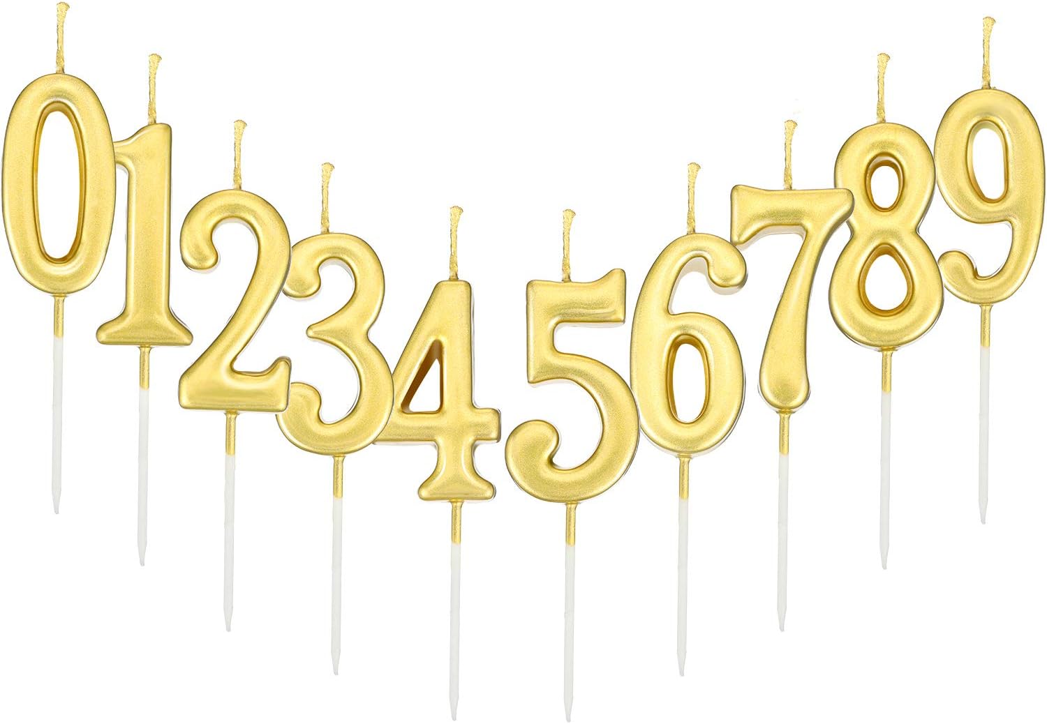 Yaomiao 10 Pieces Birthday Numeral Candles Cake Numeral Candles Number 0-9 Glitter Cake Topper Decoration for Birthday Party Favor (Gold) - Image 3