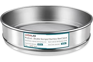 LVDALAB 304 Stainless Steel Mesh Lab Sieve, 200 Mesh (0.075mm) Aperture Test Sieve, 7.9Inch(20cm) Diameter Economy Standard Analysis Sample Test Sieves for Industrial Laboratory Homes