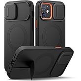 SURITCH for iPhone 12/12 Pro Case with Magnetic Camera Slide Cover and Adjustable Kickstand, Compatible with MagSafe, Shockproof Bumper Case Slim Protective Cover for iPhone 12/12 Pro 6.1 Inch, Black | 6.1 Inch