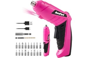 Pink Cordless Electric Screwdriver Set, 3.7V Rechargeable Small Electric Drill with 48pcs Driver Bit Set, Power 3Nm Screw Gun