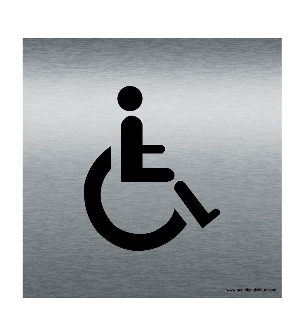 AUA SIGNALETIQUE - Plaque Alu Brossé Handicapé - 130x130 mm