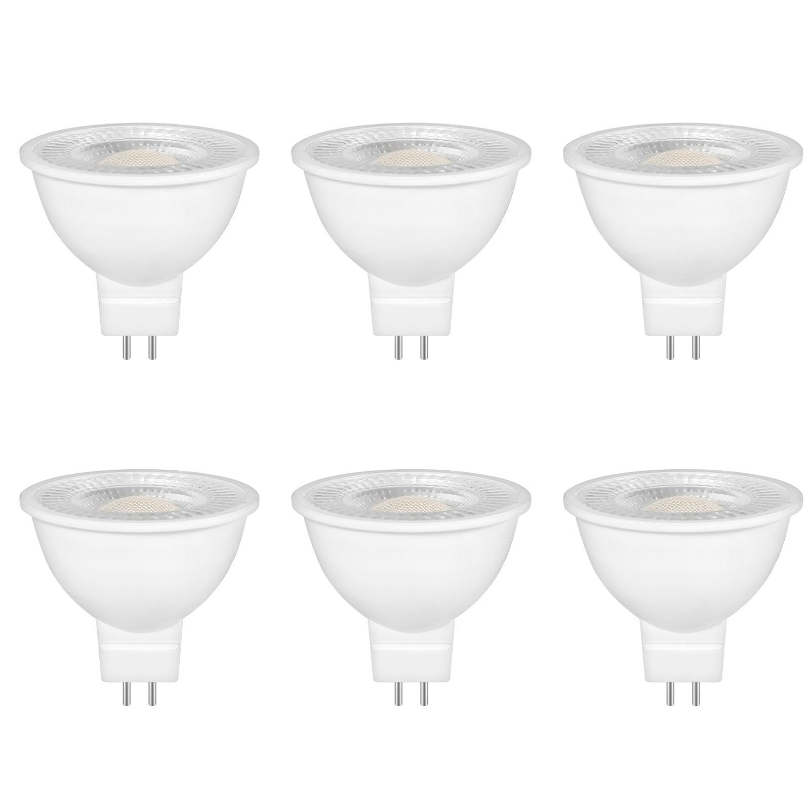 Caldarax 6 Pack MR16 GU5.3 LED 5W 12V Reflector Bulb, Natural White 4000K, Equivalent to 50W 35W Halogen Spotlight Bulb, 500LM, 120°Beam Angle, Non-Dimmable, for Hallway, Ceiling Spotlight