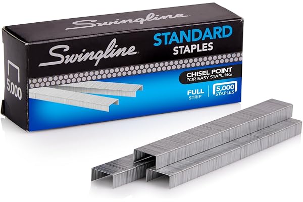 Swingline Standard Staples, 1/4 Inch Leg Length, 210 Staples per Strip, 5000 Staples per Box (7471135108)