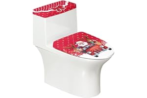 Pzuqiu Santa Claus Toilet Lid Tank Covers Stylish Toilet Tank Lid Cover for Bathroom Christmas Decor Dust Cover Round Elongated Washable Toilet Seat Cover Set of 2