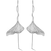 Lotus Fun S925 Sterling Silver Drop Earrings Vintage Ginkgo Leaf Dangle Earrings Handmade Unique Jewelry Gifts for Women