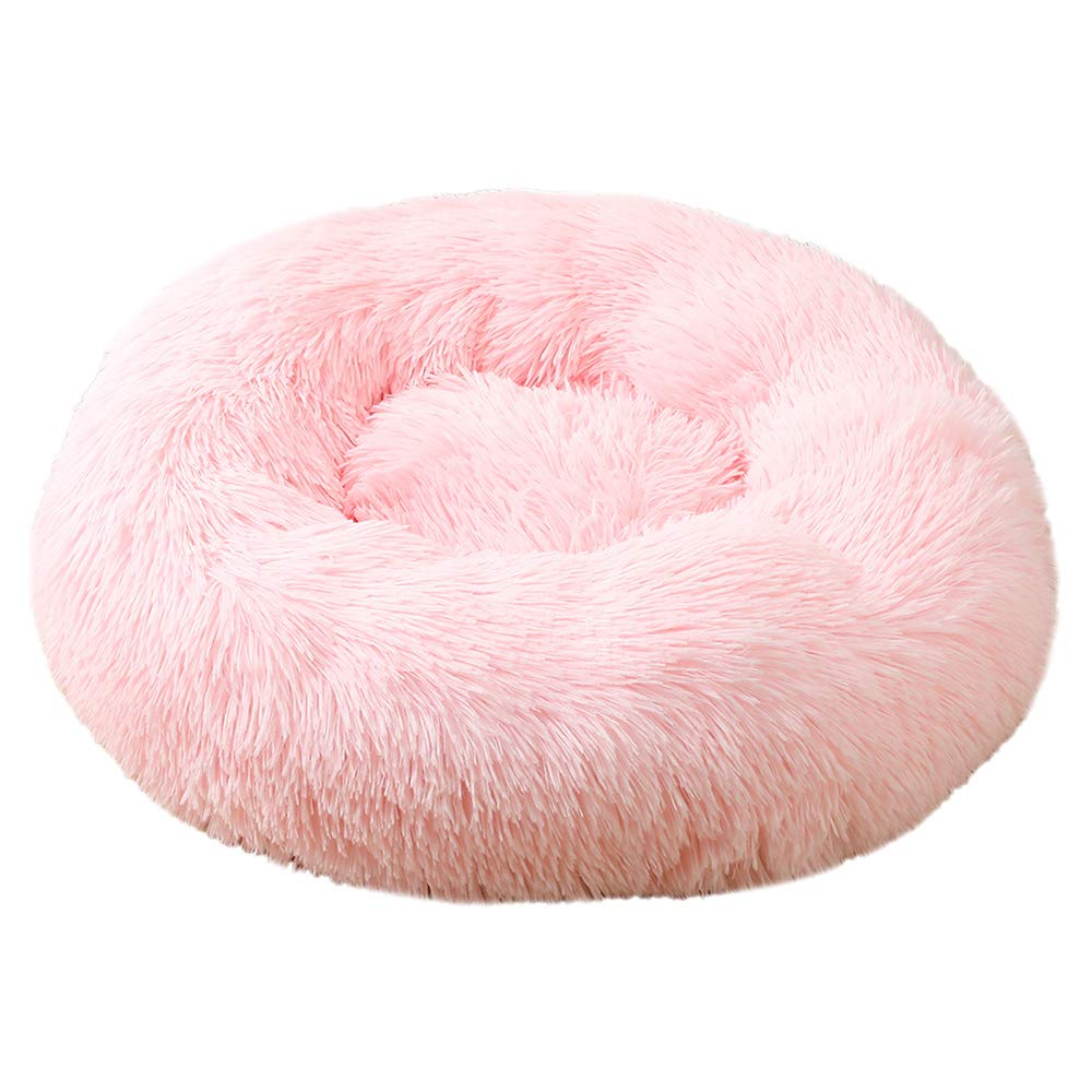 WINS Dog bed plush small donut cat bed pet cushions cat marshmallow bed fluffy dog beds mattress washable Light pink