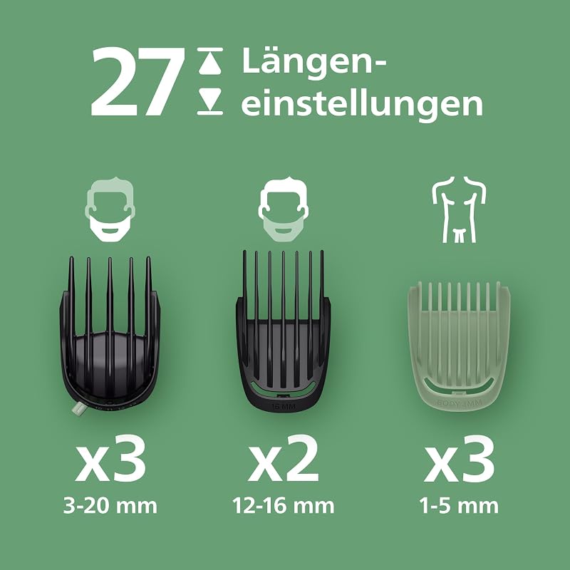Multigroom Series 9000 All-in-One 19-teiliger Barttrimmer und Haarschneider + OneBlade-Trimmer - Komplettes Pflegeset für Gesicht, Kopf & Körper, 27 Längeneinstellungen (0,2-20 mm), MG9556/15