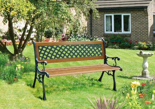 2 PERSON CLASSIC 7 SLAT HARDWOOD WOODEN GARDEN BENCH - Buy Online in