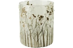 AREOHOME HomArt Medium Enameled Prairie Grass Hurricane Candleholder, 5-inch Height, Glass