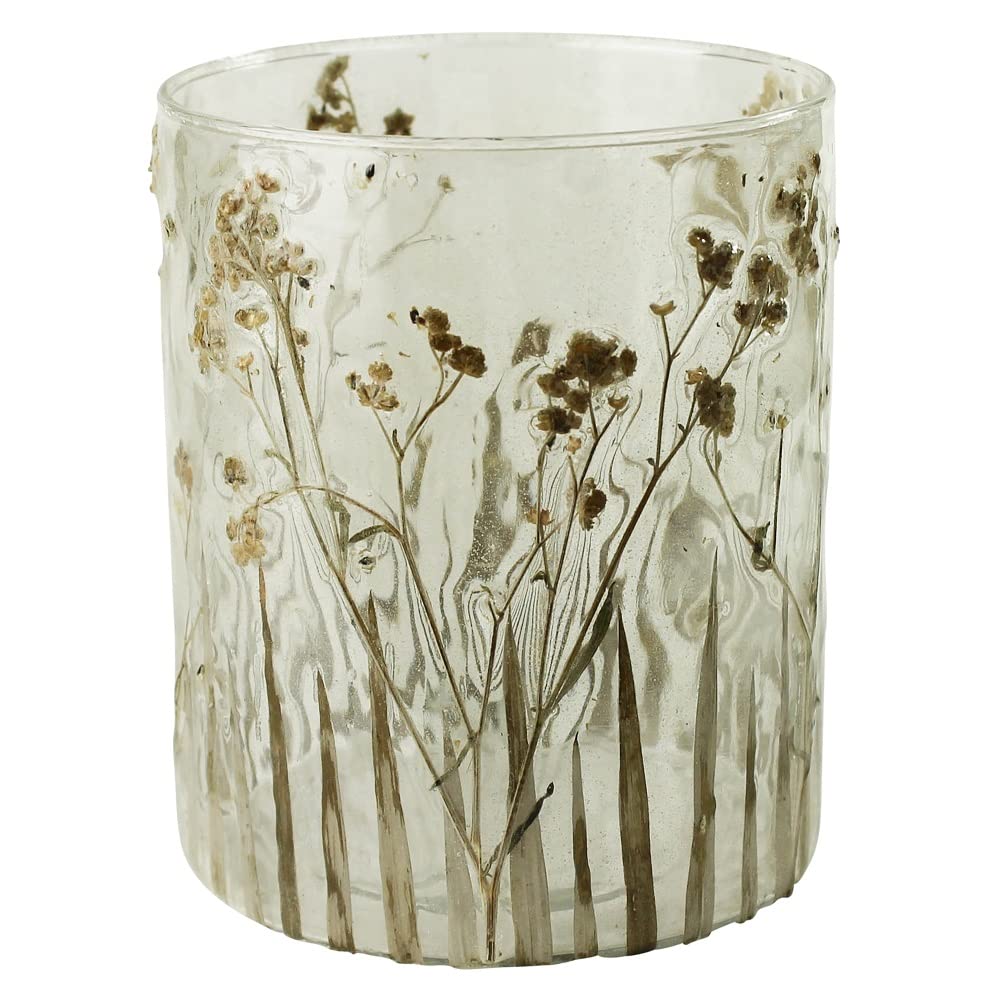 Photo 1 of HomArt Medium Enameled Prairie Grass Hurricane Candleholder, 5-inch Height, Glass