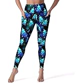 DROEYROEST High Waist Workout Leggings for Women Tummy Control Printed Yoga Pants with Pockets Holiday Costume