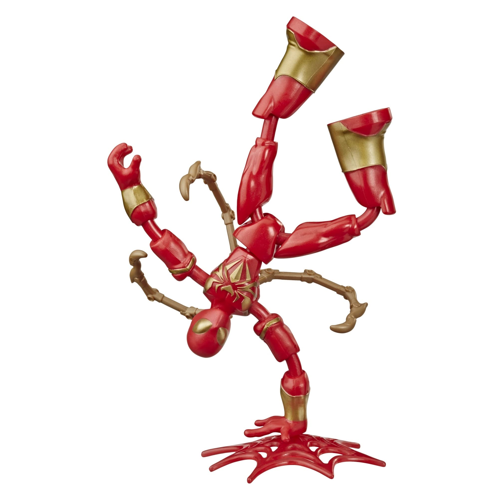 Spider-Man Hasbro Marvel Bend and Flex Iron Spider Figure 15cm Bendable Figure Includes Effect Accessories Age 6+, Multicolor, 5.08 x 16.51 x 22.86 cm (E8972)