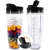 32 Oz Replacement Cups for Ninja Blender, 2 Pack, Twist-On Design | Blender Cups Compatible with Models BL480/BL450/480D, BN800, Auto IQ Series NN100, BL910 | SS101, Leak-Resistant, for Shakes