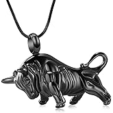Bullfight Shaped Cremation Urn Necklace for Ashes Memorial Pendant Necklace for Men,Cremation Jewelry for Dog's Cat's Ashes