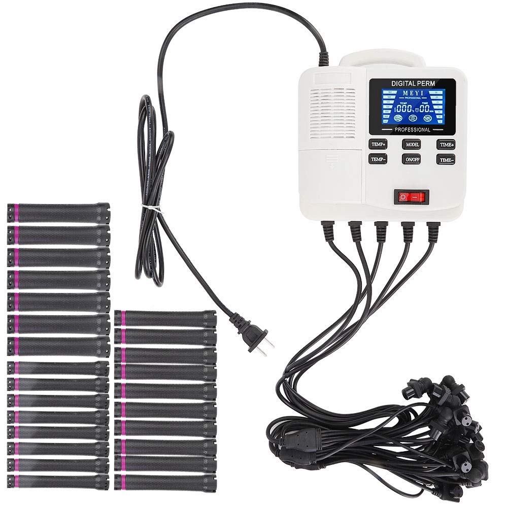 Digital Hair Perm, Portable Small Ceramics Hair Perm Machine with 25 Hair Rollers, for Hair Salon Styling (US)