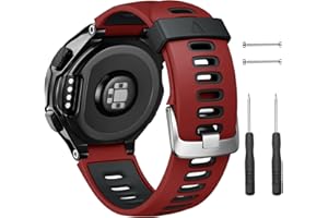 NotoCity Silicone Watch Band Replacement Solft Silicone Strap Compatible Forerunner 230/220/ 235/620/ 630/ 735XT/ Approach S20/ S5/ S6-Red