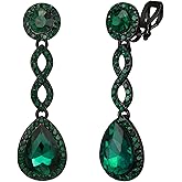 Crysdue Women's Rhinestone Bridal Chandelier Dangle Earrings for Wedding, Spiral Infinity Stunning Crystal Teardrop Jewelry for Prom Party
